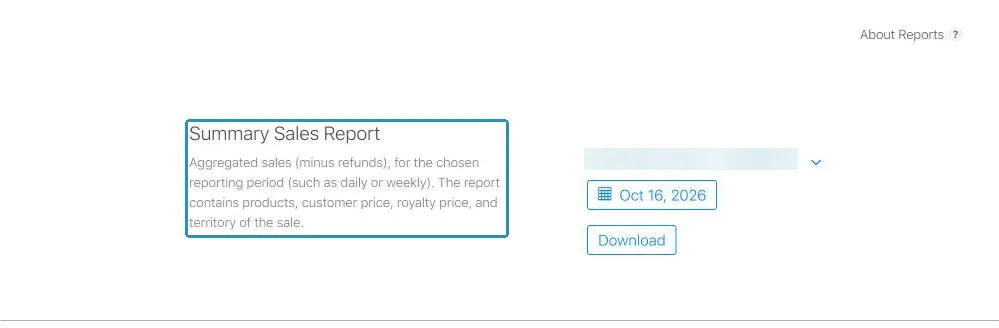 Summary Sales Report. API의 판매 리포트와 같은 파일이다
