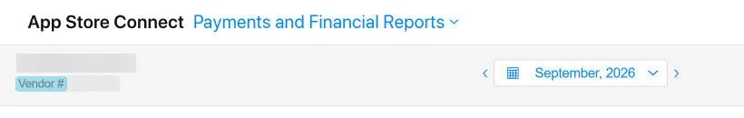 Reports 화면 왼쪽 위의 Vendor 번호. 판매 리포트를 받을 때 쓴다